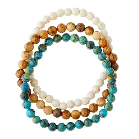 6 Packs: 3 ct. (18 total) Signature Color Shop Azur Malachite Bracelets by Bead Landing&#x2122;